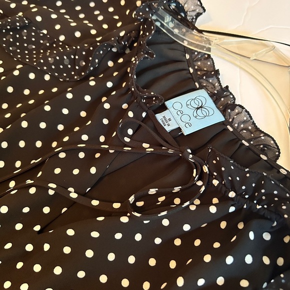 Cece polka dot French cafe dress/ Rich Black with white dots Size Medium - Picture 11 of 16